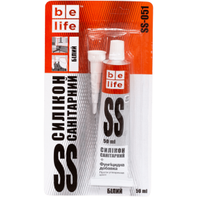 Санітарний силіконовий герметик білий BeLife (S-051), 50 мл