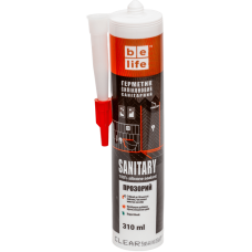 Санітарний силіконовий герметик прозорий BeLife (SS-310), 310 мл