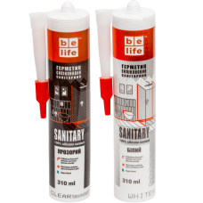 Санітарний силіконовий герметик білий BeLife (SS-311), 310 мл