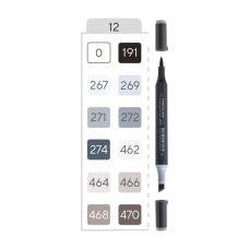 Набор маркеров Finecolour Brush-mini Gray SET 12 цветов (EF103-HS12)