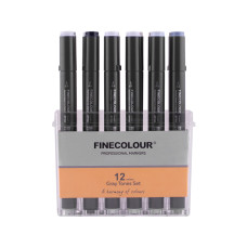 Набор маркеров Finecolour Brush-mini Gray SET 12 цветов (EF103-HS12)