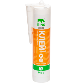 Універсальний акриловий монтажний клей Rino прозорий (RG-A345), 345 мл