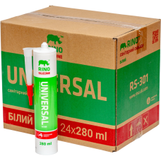 Санитарный силиконовый герметик белый Rino (RS-301), 300 мл