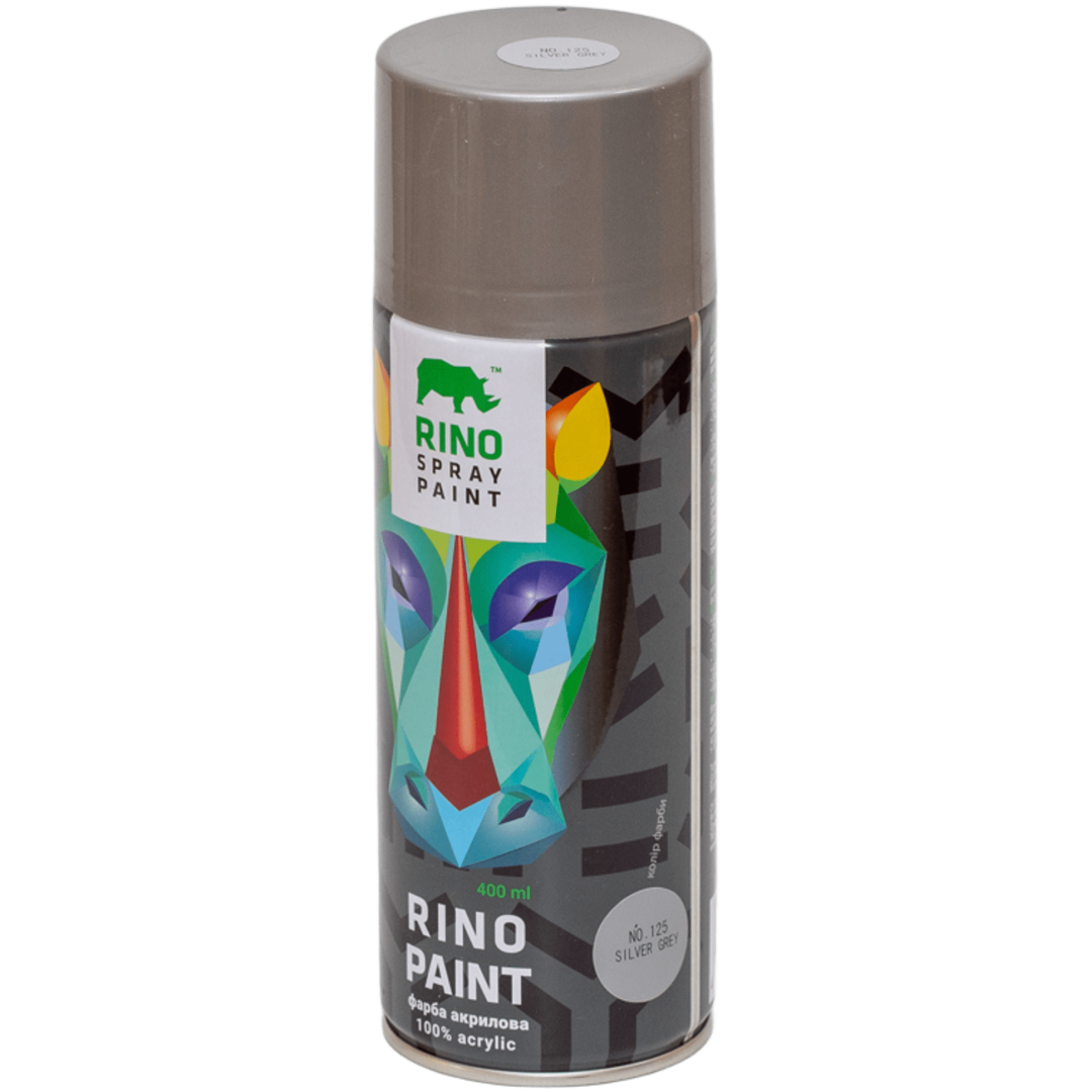 Універсальна акрилова аерозольна емаль Rino сіре срібло (RP-125) Універсальна акрилова аерозольна емаль Rino сіре срібло (RP-125)