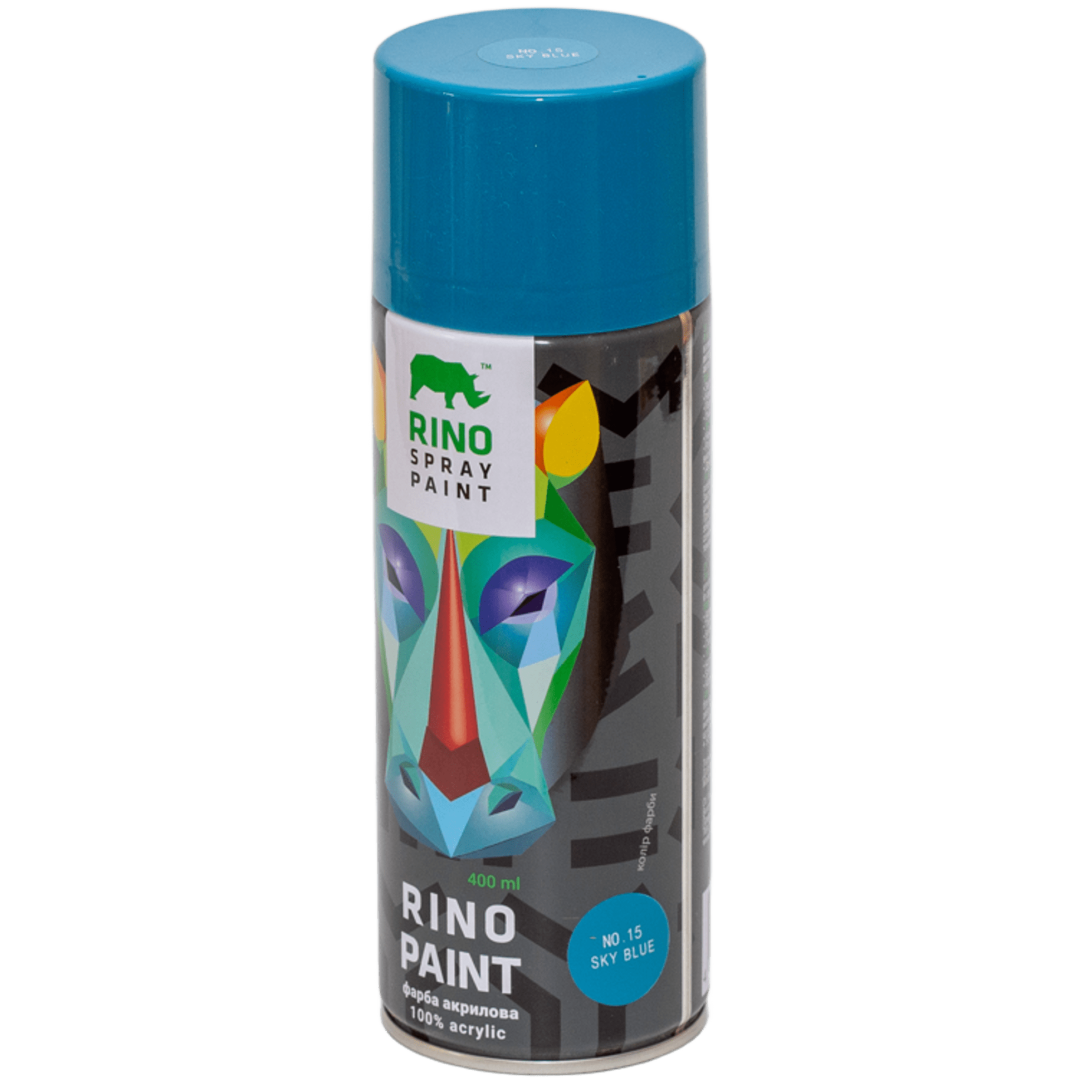 Универсальная акриловая аэрозольная эмаль Rino небесно-голубая (RP-15) Универсальная акриловая аэрозольная эмаль Rino небесно-голубая (RP-15)