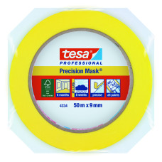 Лента малярная +150°C 8 мес tesa 50 м х 9 мм желтая (04334-00030)