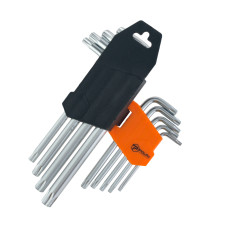 Набір шестигранних TORX ключів Polax Г-подібних, 9 предметів, Т10-Т50, Cr-V (25-007)