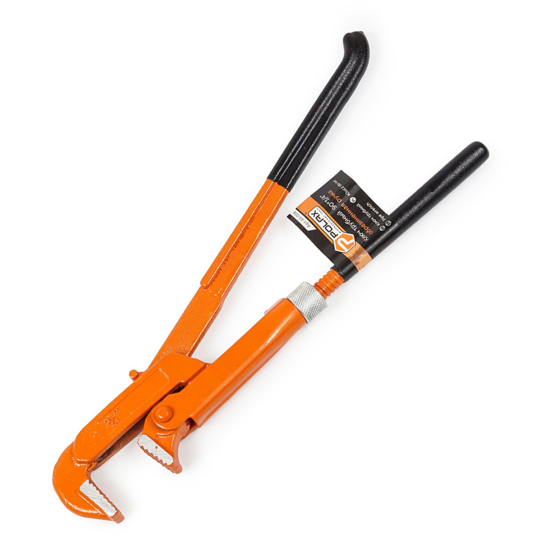 Ключ трубный Polax 90° 3/4" прорезиненные рукоятки (44-006)