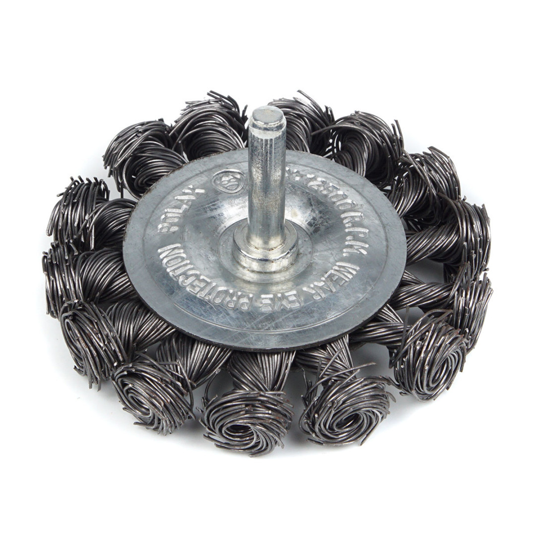 Щетка торцевая 75 мм, для дрели, 1/4", витая проволока Polax (54-174)