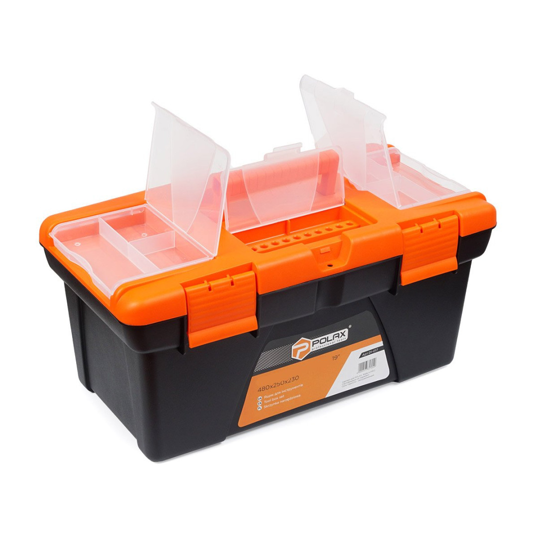 Ящик для инструментов Polax пластиковый замок 19" (01-0177)
