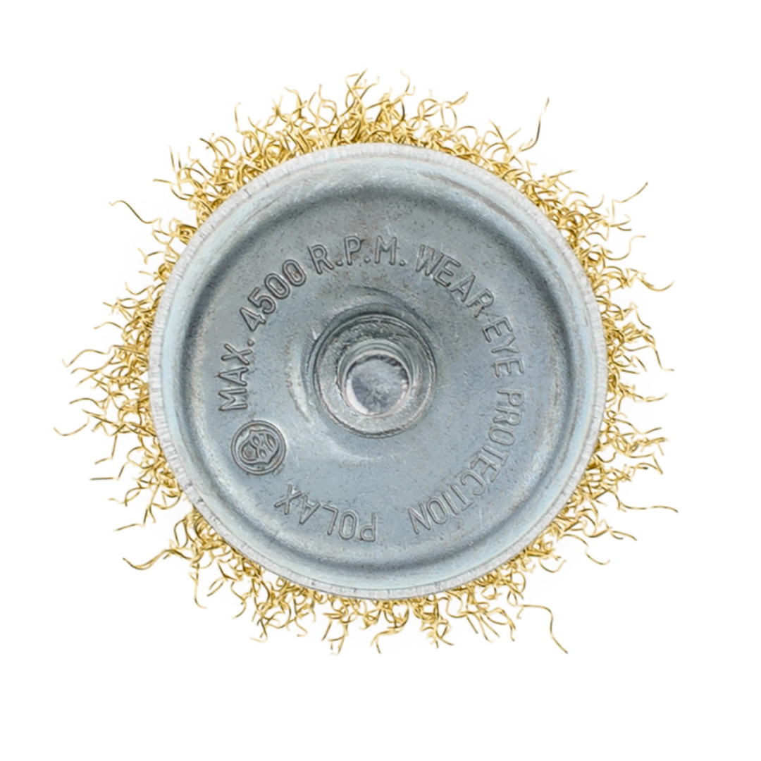 Щетка чашечная 50 мм, для дрели, 1/4", гофр. пров., латунированная Polax (54-171)