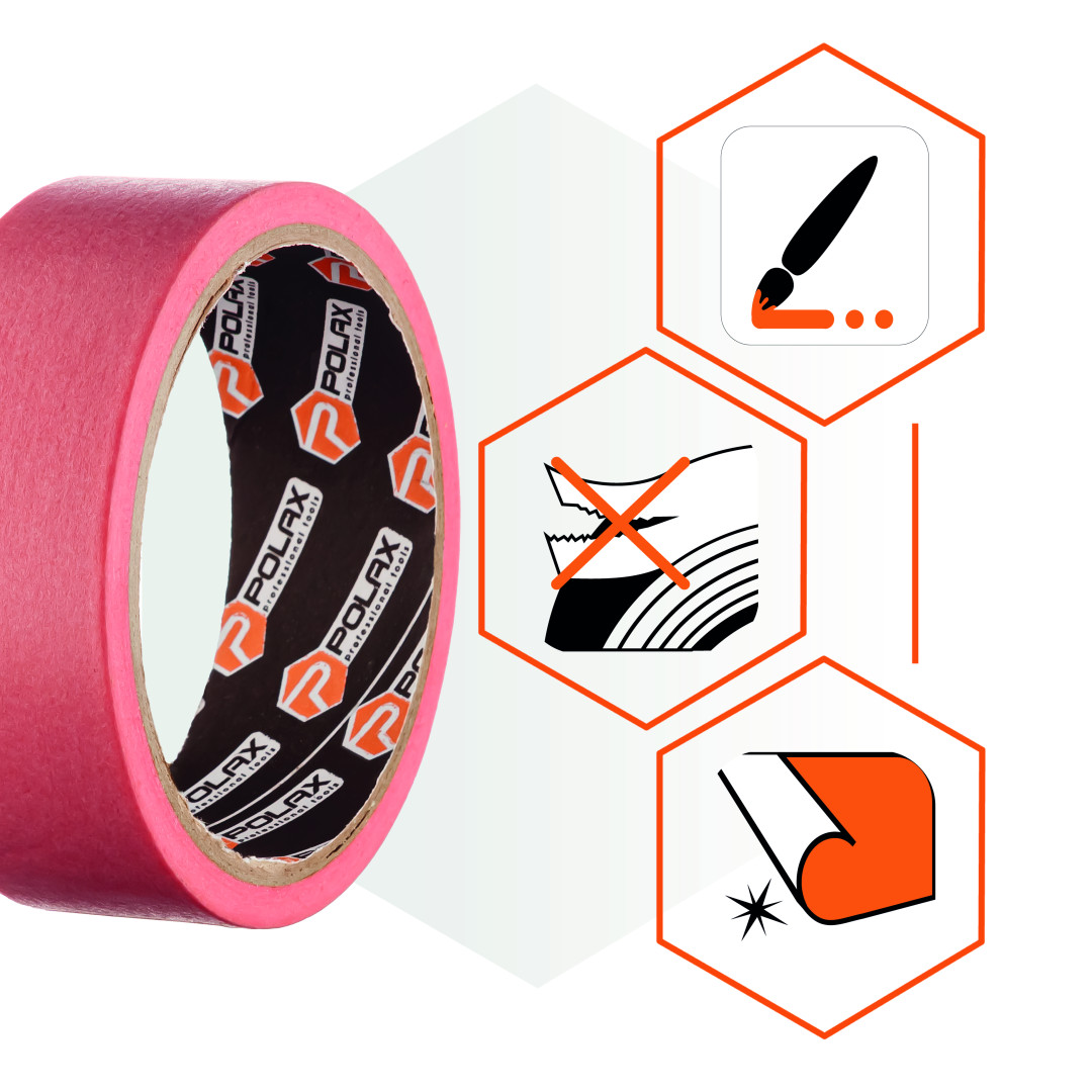 Малярная клейкая лента Polax с рисовой бумаги Delicate 30 мм х 20 м (101-097)