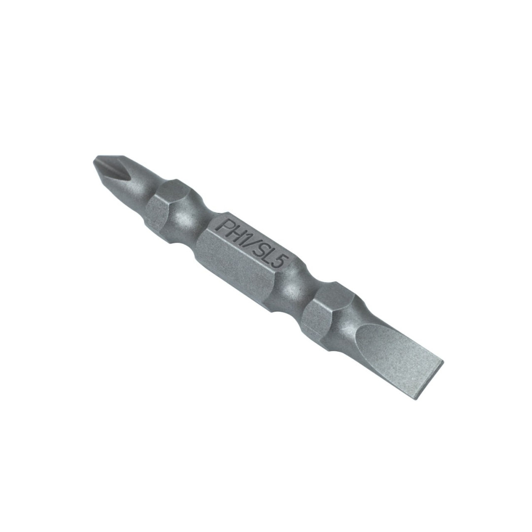 Бита двухсторонняя Polax стальная 50 мм PH1-SL5 1/4", 10 шт (51-085)