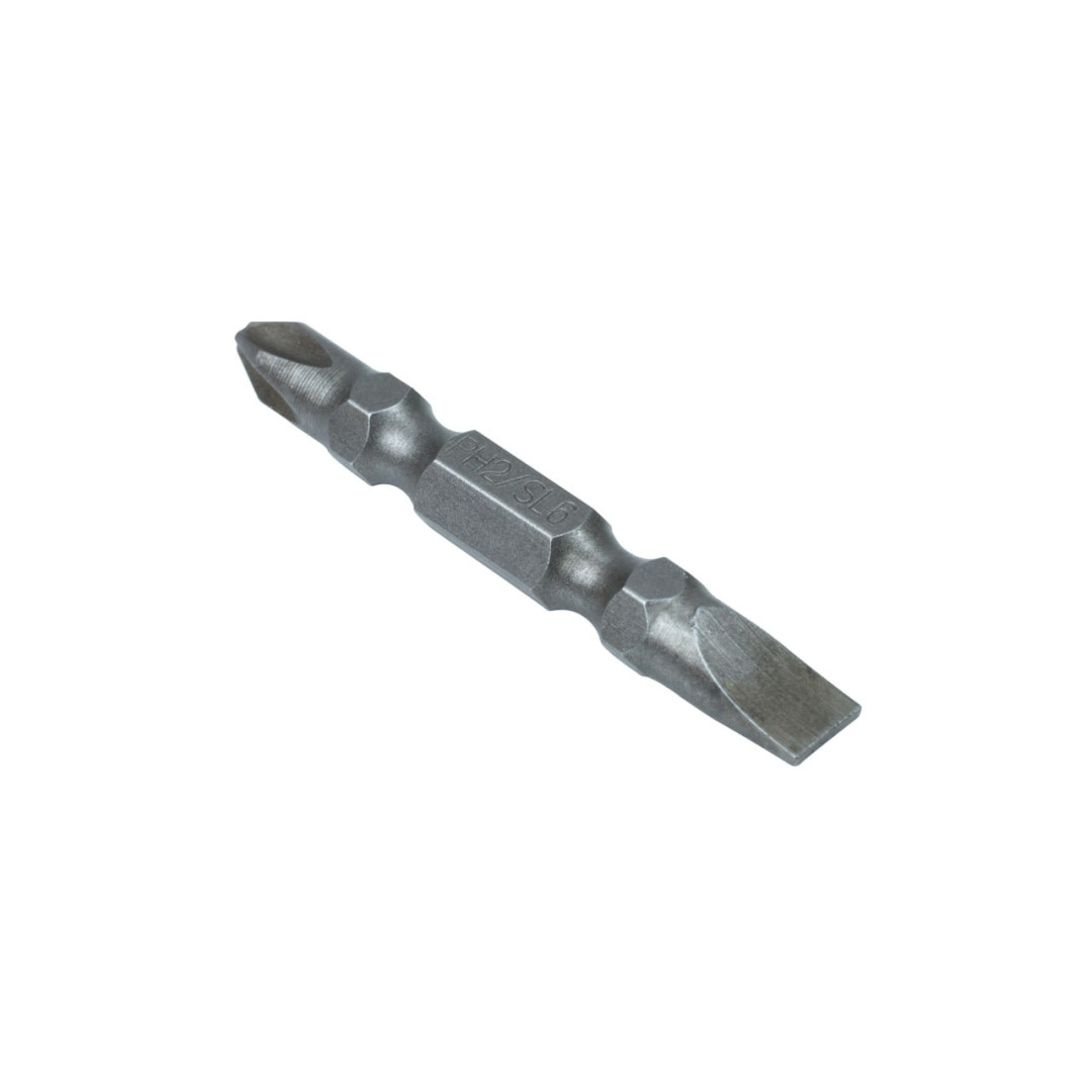 Бита двухсторонняя Polax стальная 50 мм PH1-SL6 1/4", 10 шт (51-086)