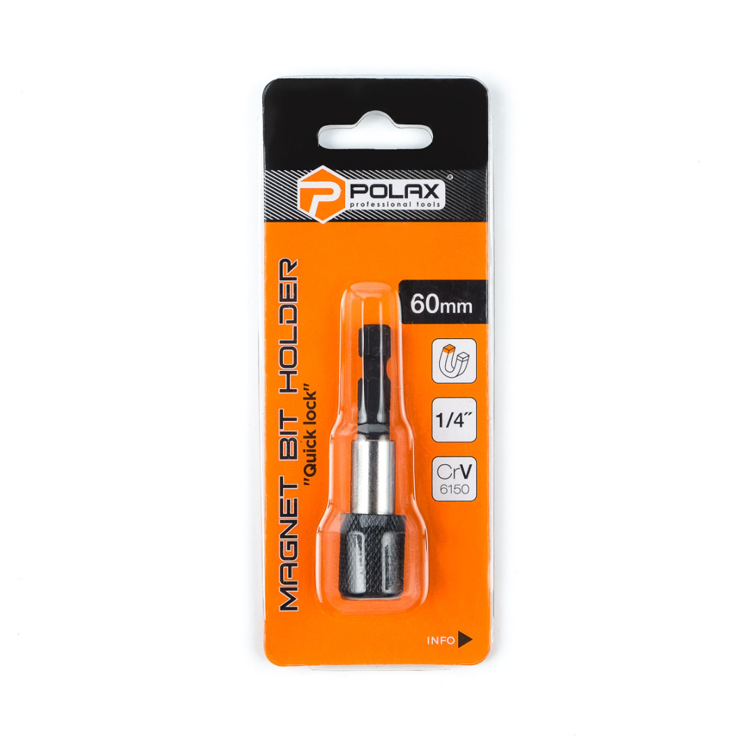 Магнитный держатель Polax для насадок и бит Quck Lock 1/4"  60 мм (51-093)