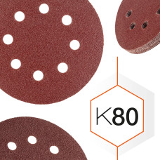 Шліфувальний круг К80 Polax на липучці з отворами 125 мм, 10 шт (54-215)
