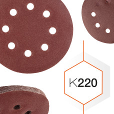 Шлифовальный круг К220 Polax на липучке с отверстиями 125 мм, 10 шт (54-220)