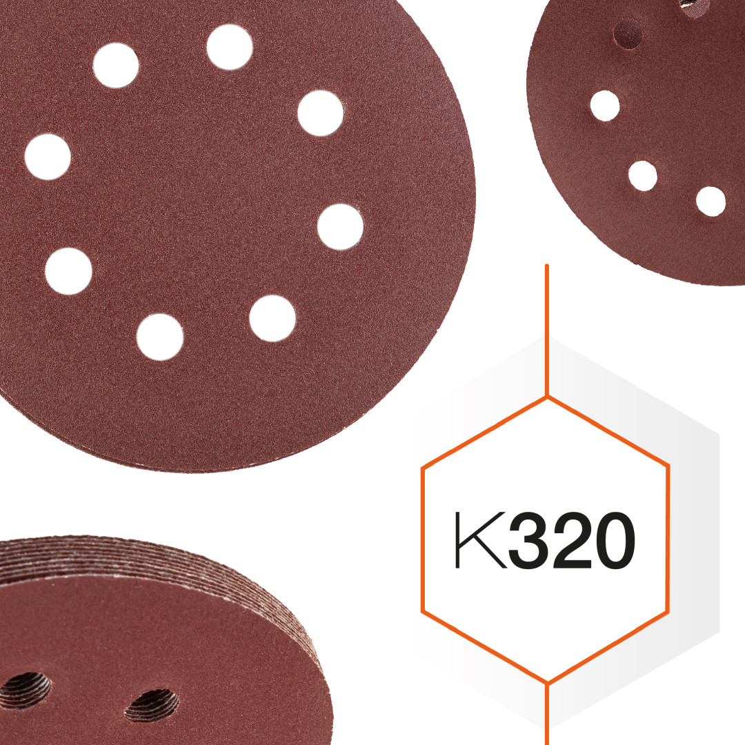 Шлифовальный круг К320 Polax на липучке с отверстиями 125 мм, 10 шт (54-222)