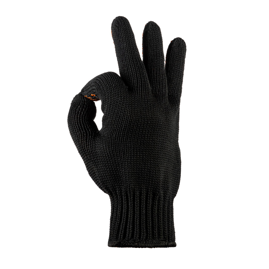 Перчатки рабочие Polax с ПВХ покрытием черные, 70/30, р.11-XL (1000-333)