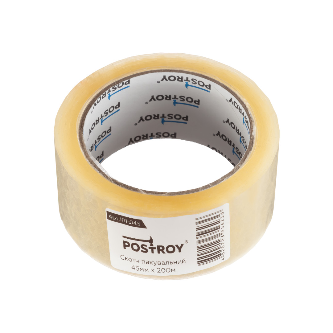 Клейкая лента Postroy скотч упаковочный 200 м x 45 мм (101-045)
